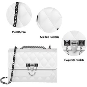 WHITE QUILTED VEGAN LEATHER SMALL CROSSBODY